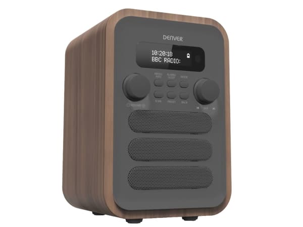 Denver DAB-48GREY, Henkilökohtainen, Digitaalinen, DAB+, FM, 2,5 W, 3,5 mm, Harmaa, Puu