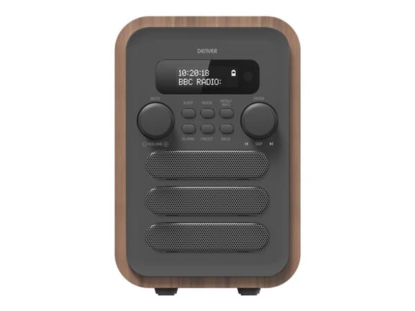 Denver DAB-48GREY, Henkilökohtainen, Digitaalinen, DAB+, FM, 2,5 W, 3,5 mm, Harmaa, Puu