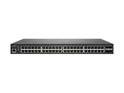 SonicWall Switch SWS14-48FPOE - Switch - Styrt - 48 x 10/100/1000 (PoE+) + 4 x 10 Gigabit SFP+ - rackmonterbar - PoE+ (740 W) - med 1-års 24x7-støtte Sort