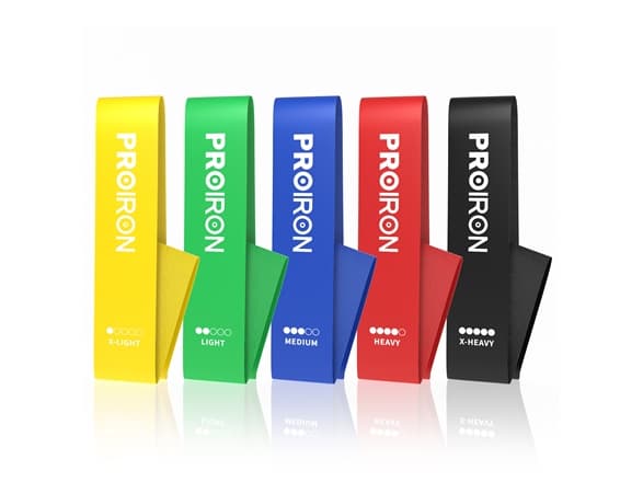 PROIRON Set of resistance straps PROIRON Lifting straps, 60 x 5 cm, 5 pcs. (Yellow: very light, green: light, blue: medium, red: heavy, black: extra