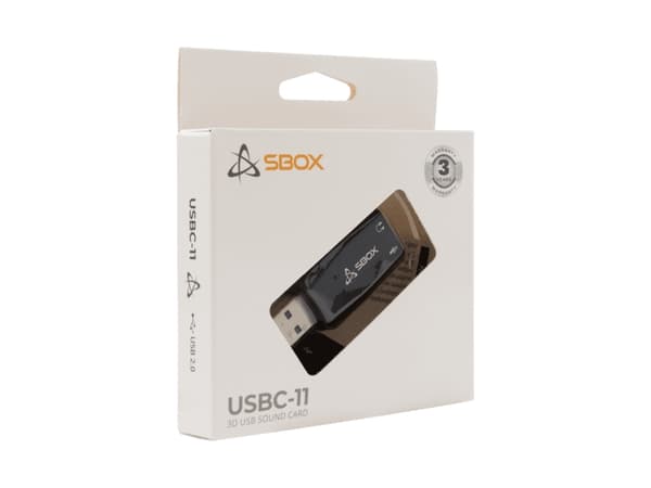 SBOX USB Sound Adapter USBC-11, USB Type-A, 3.5 mm, Black, C-Media CM108B, 50 mm, 20 mm