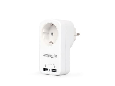 Gembird EG-ACU2-01-W, 100-250 V, 50-60 Hz, 2 A, Valkoinen, 95 mm, 58 mm