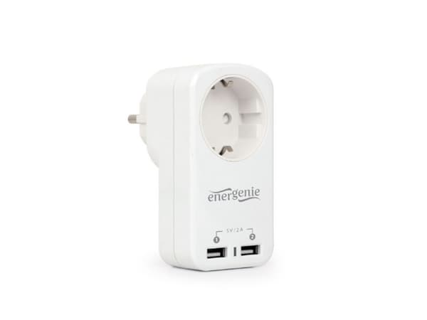 Gembird EG-ACU2-01-W, 100-250 V, 50-60 Hz, 2 A, Valkoinen, 95 mm, 58 mm