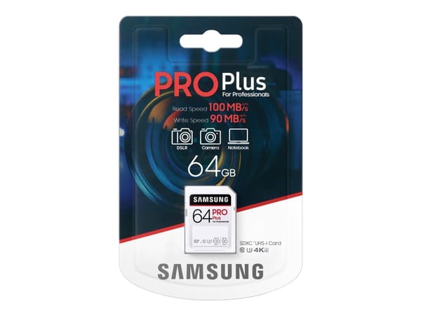 Samsung PRO Plus MB-SD64H - Flashminnekort - 64 GB - UHS-I U3 / Class10 - SDXC UHS-I