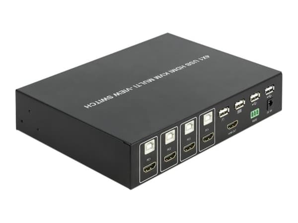 Delock 4 in 1 Multiview - KVM / lyd / USB-svitsj - 4 x KVM/lyd/USB - 1 lokalbruker - stasjonær