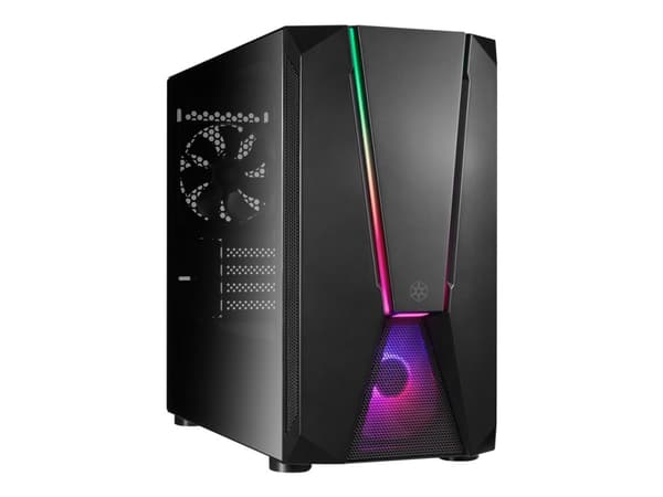 SilverStone Fara V1M Pro - Tower - micro ATX - genomskinlig sidopanel (härdat glas) - ingen strömförsörjning (ATX / PS/2) - USB/ljud Svart