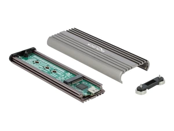 DeLOCK 42001, SSD-kotelo, M.2, M.2, 20 Gbit/s, USB-liitettävyys, Hopea