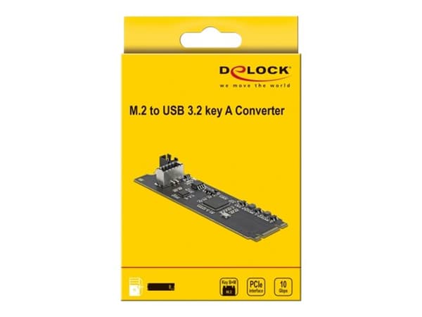 Delock Converter M.2 Key B+M male to 1 x internal USB 3.2 Gen 2 key A 20 pin female - Grensesnittsadapter - M.2 - M.2 Card - PCIe, USB 3.2 (Gen 2)