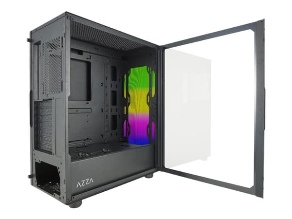 AZZA Celesta 340 - Mid tower - ATX - genomskinlig sidopanel (härdat glas) - ingen strömförsörjning (ATX) - svart - USB/ljud