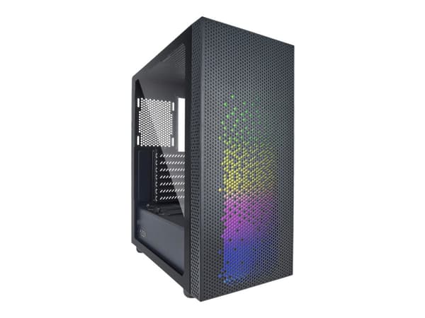 AZZA Celesta 340 - Mid tower - ATX - genomskinlig sidopanel (härdat glas) - ingen strömförsörjning (ATX) - svart - USB/ljud