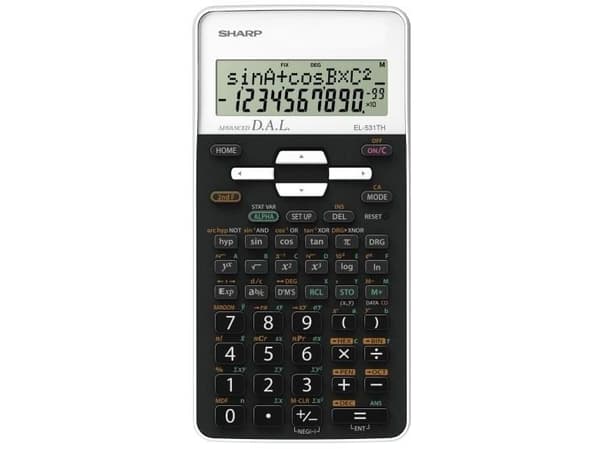 Sharp EL531TH, Lomme, Vitenskaplig, 10 sifre, 2 linjer, Batteri, Sort, Hvit Sort, Hvit