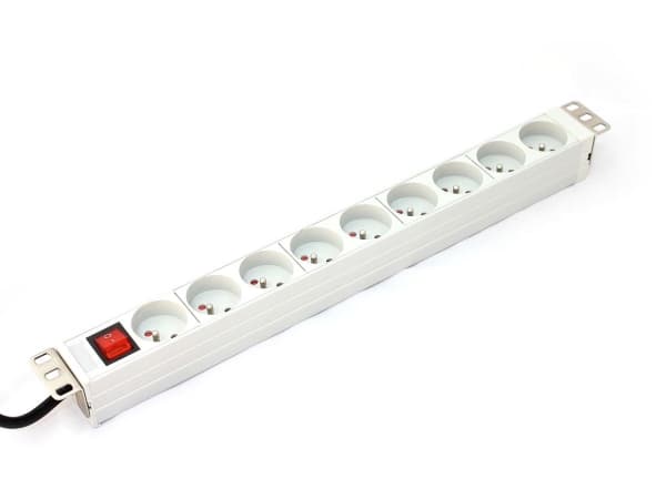 DIGITUS Professional A-19-STRIP-4-IMP - Strømfordelingslist (kan monteres i rack) - AC 250 V - inngang: IEC 60320 C14 - utgangskontakter: 9 - 1U - 19