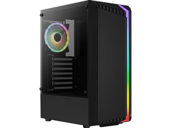 AeroCool PGS V Series Bionic - Tempered Glass Edition - mid tower - ATX - genomskinlig sidopanel (härdat glas) - ingen strömförsörjning (ATX) - svart