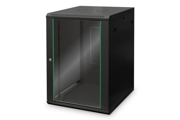 Digitus DN-19 16U-6/6-EC-SW, Seinään asennettava laitekehikko, 16U, 60 kg, Näppäinlukko, 34 kg, Musta