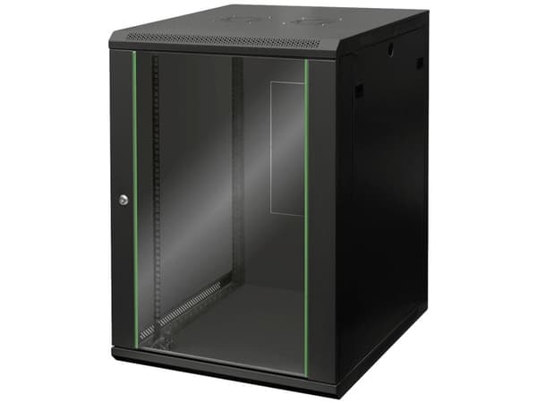 Digitus DN-19 16U-6/6-EC-SW, Seinään asennettava laitekehikko, 16U, 60 kg, Näppäinlukko, 34 kg, Musta
