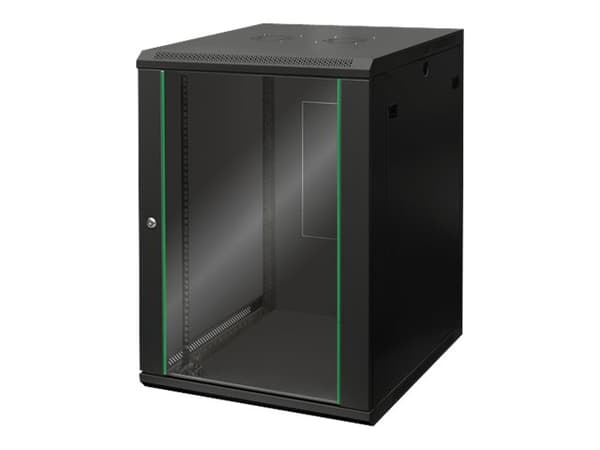 Digitus DN-19 16U-6/6-EC-SW, Seinään asennettava laitekehikko, 16U, 60 kg, Näppäinlukko, 34 kg, Musta