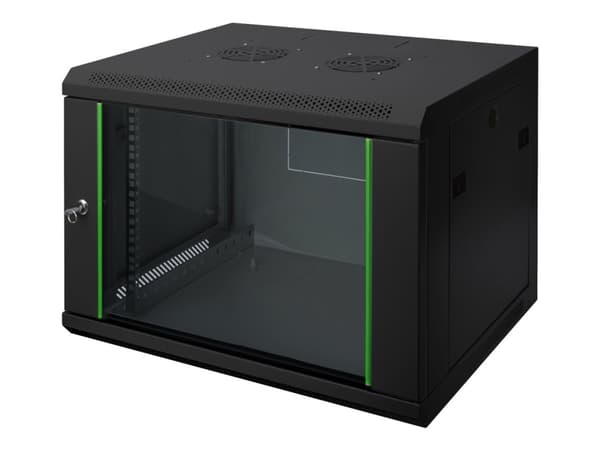 DIGITUS Dynamic Basic DN-19 16-U-EC-SW - Rack skåp - väggmontering - RAL 9005, svart - 12U - 19"