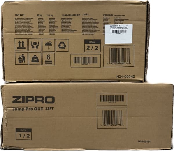 Zipro Jump Pro hagetrampolin med 12FT 374cm utvendig mesh + GRATIS skoveske!