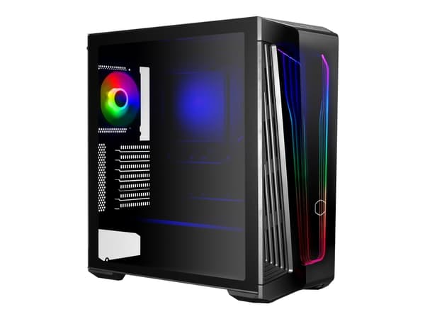 Cooler Master MasterBox 540, Työpöytä, PC, Musta, Läpinäkyvä, ATX, EATX, mikro ATX, Mini-ITX, Verkko, Muovi, Terästä, Karkaistu lasi, Sininen, Vihreä
