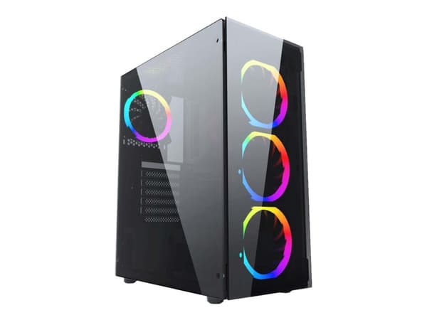 Gembird Fornax 1500RGB - Mid tower - ATX - genomskinlig sidopanel (akryl) - ingen strömförsörjning (ATX) - svart - USB/ljud