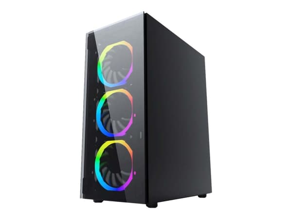 Gembird Fornax 1500RGB - Mid tower - ATX - genomskinlig sidopanel (akryl) - ingen strömförsörjning (ATX) - svart - USB/ljud