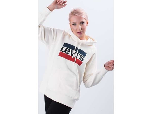 Levi`s GRAPHIC SPORT HOODIE 0001 SPORTSWEAR HOODIE MARSHMALLOW - XS - damskie - Krämowy/beżowy