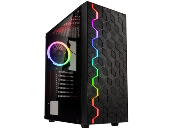 Kolink Inspire K8 - Midi-torn - ATX - genomskinlig sidopanel (härdat glas) - ingen strömförsörjning (ATX) - svart - USB/ljud