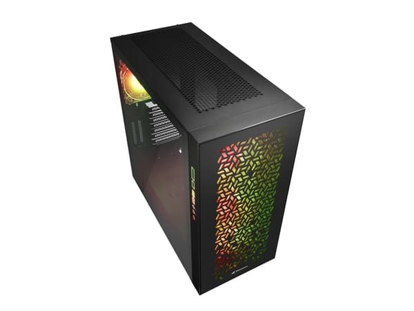 Sharkoon ELITE SHARK CA300H, Tower, PC, Musta, ATX, EATX, mikro ATX, Mini-ITX, Pelaaminen, Sininen, Vihreä, Punainen