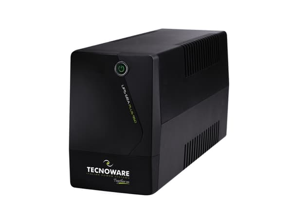 Tecnoware Era Plus 950, Interaktivt indgangsstik, 0,95 kVA, 665 W, Pseudosinus, 50/60 Hz, 230 V musta