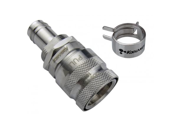 Koolance QD3 Female Quick Disconnect No-Spill Coupling, Panel Barb for ID 10mm (3/8in) - Kobler for væskekjølesystem