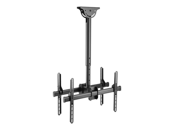 DELTACO Office ARM-0403 - Monteringssett (takmontering) - rygg-mot-rygg, teleskopisk - for 2 LCD/plasma-paneler - svart - skjermstørrelse: 37"-70"