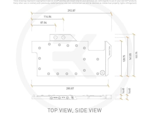 EK Water Blocks Vector Strix, Vannblokk, Nickel, Sort, Hvit, 3-pin, 2923 mm, 154 mm