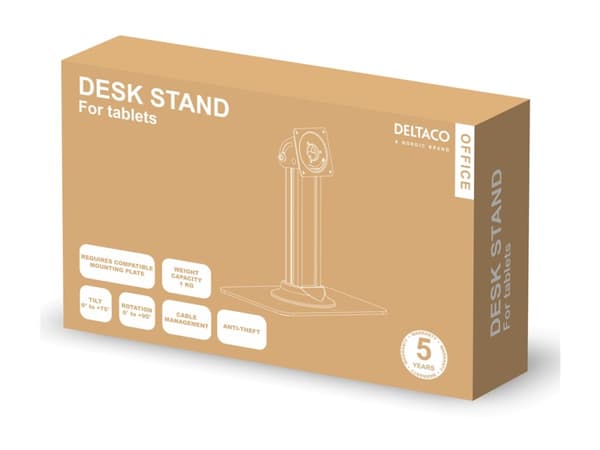 DELTACO Office ARM-0511 - Ställ - för surfplatta - låsbar - extra kraftigt stål, aluminium, plast - matt vit - skärmstorlek: 9.7"-10.5" - skrivbord -