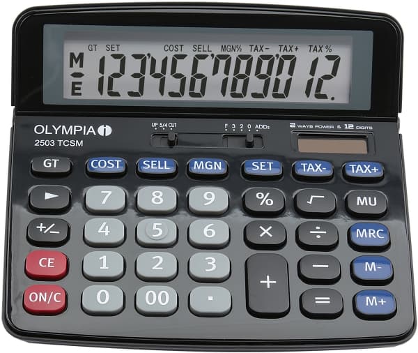 Olympia stasjonær kalkulator 2503 TCSM Sort, Blå, Grå