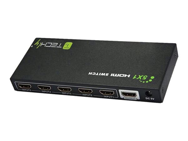 TECHly 5 IN 1 OUT HDMI Switch with Remote Control, 4Kx2K, 3D - Video-/ljudomkopplare - 5 x HDMI - skrivbordsmodell