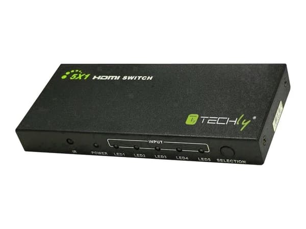 TECHly 5 IN 1 OUT HDMI Switch with Remote Control, 4Kx2K, 3D - Video-/ljudomkopplare - 5 x HDMI - skrivbordsmodell