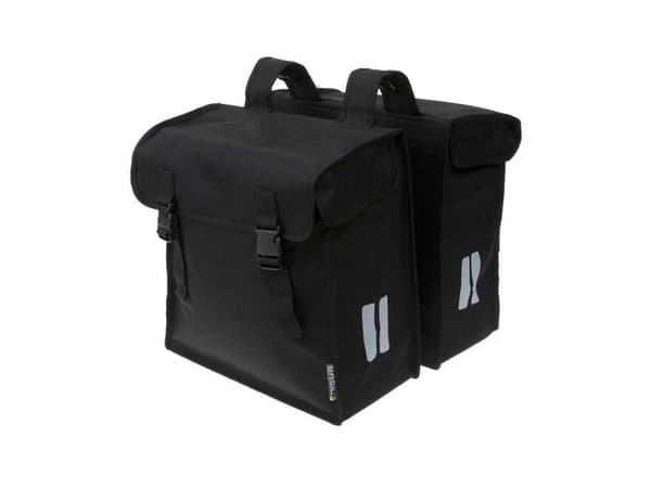 Basil MARA dubbel cityväska XXL 47L, remfäste, vattentät polyester, svart (BAS-17395)