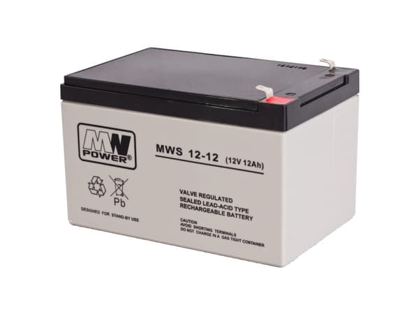 MW Power MWS 12-12, Forseglet blysyre (VRLA), 12 V, 1 stykker, Sort, 12 Ah, 135 A