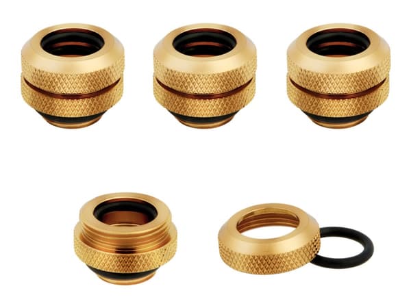 CORSAIR Hydro X Series XF Hardline 12mm OD Fitting - Armatur for væskekjølesystem - gull (en pakke 4)