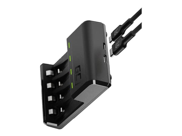 Green Cell VitalCharger - Batterilader - 4 x batterier lader - 0.5 watt - svart - med 4 x AAA NiMH 800 mAh rechargeable batteries