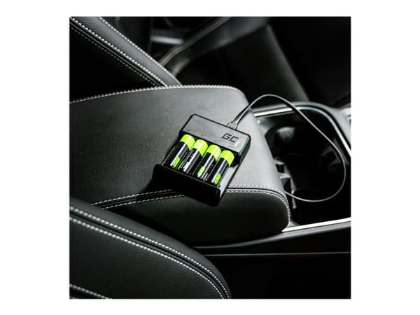 Green Cell VitalCharger - Batterilader - 4 x batterier lader - 0.5 watt - svart - med 4 x AAA NiMH 800 mAh rechargeable batteries