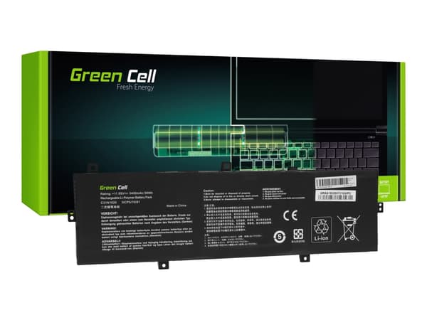Green Cell C31N1620 - Batteri för bärbar dator (likvärdigt med: ASUS C31N1620) - litiumpolymer - 3400 mAh - svart - för ASUS Zenbook UX430UA; ZenBook