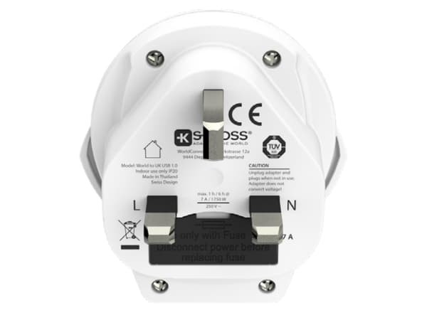 Skross 1.500267, Type G (UK), Universell, Type B, Type C, Type G (UK), Type I (AU), Type J (CH), Type L (IT), Type N (BR), 100-250 V, 50 - 60 Hz, 7 A