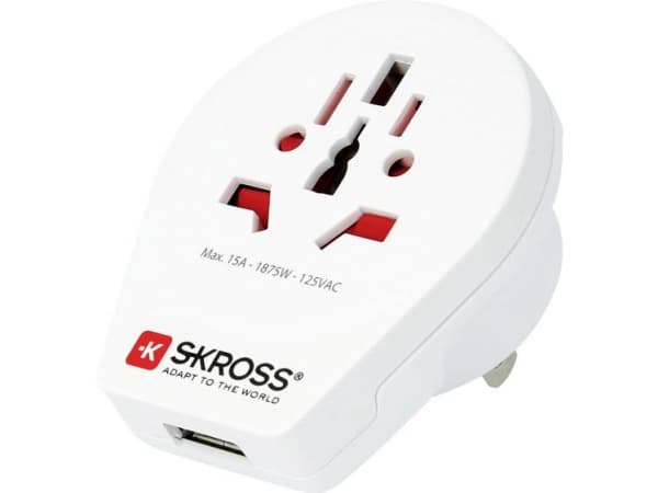 Skross 1.500268, Type B, Universell, Type B, Type C, Type G (UK), Type I (AU), Type J (CH), Type L (IT), Type N (BR), 100-250 V, 50 - 60 Hz, 15 A