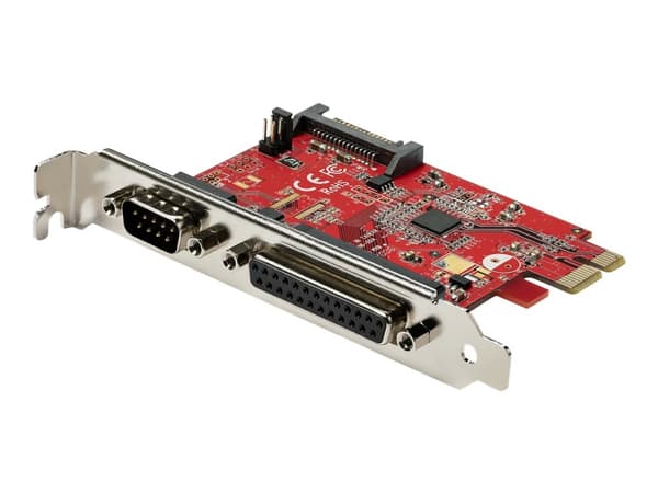 StarTech.com PCIe-kort med seriell och parallell port - PCI Express kombokortadapter med 1x DB25 parallell port och 1x RS232 seriell port - Expansion Röd