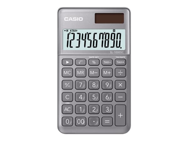 Casio SL-1000SC - Fickkalkylator - 10 siffror - solcellspanel, batteri - grå