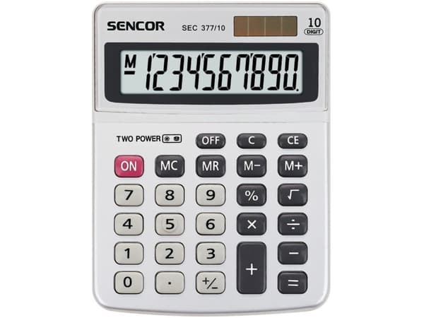 Sencor SEC 377/10, Ficka, Grundläggande, 10 siffror, 1 linjer, Batteri/solcell, Vit