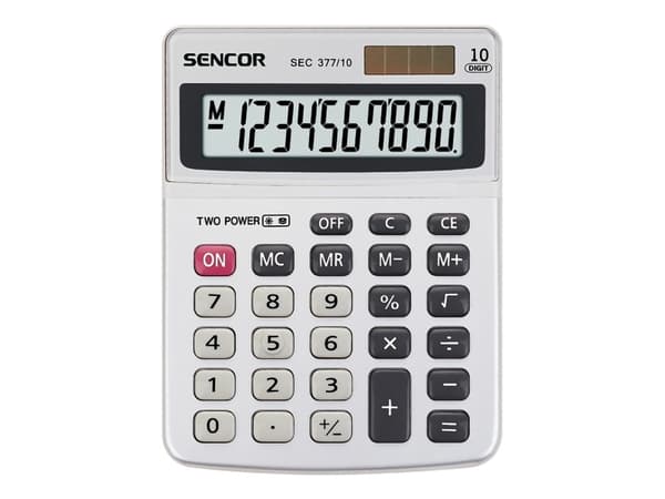 Sencor SEC 377/10, Ficka, Grundläggande, 10 siffror, 1 linjer, Batteri/solcell, Vit Vit