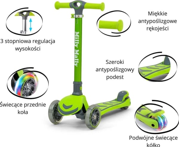 Milly Mally Scooter Boogie Green (3001)