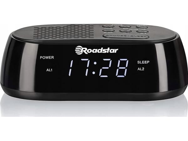 Roadstar CLR2477, Klokke, Digitalt, FM, PLL, LCD, 1,52 cm (0.6"), Hvit